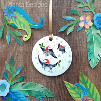 Manta Rays Group - Scuba Diving Christmas - Individual Ceramic Hanging Decoration