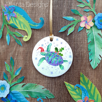 PERSONALISE ME! Sea Turtle - Individual Ceramic Hanging Christmas Decoration - Scuba Diving
