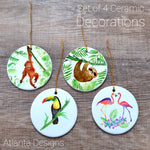 Jungle Animals - Set of 4 Ceramic Hanging Decorations