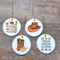Country & Cowboys - Set of 4 Ceramic Hanging Decorations