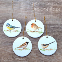 Garden Birds - Set of 4 Ceramic Hanging Decorations