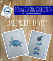 SCUBA DIVING - Large 11x14" Watercolour Prints