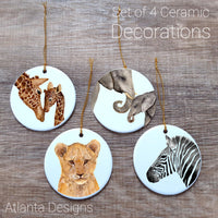 Safari #3 Set of 4 Ceramic Hanging Decorations